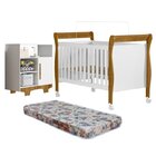 Quarto De Bebê Com Berço Mini Cama Com Colchão Slim E Cômoda
