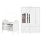 Quarto De Bebê Com Berço Mini Cama E Guarda Roupa Com Janela