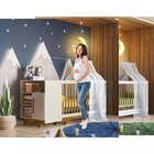 Quarto De Bebê Com Berço Minicama E Cômoda Flocos  Off White/