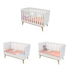 Quarto De Bebê Com Colchão Retrô Ludmila Berço 3 Em 1 Cômoda