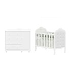 Quarto De Bebê Com Cômoda 1 Porta 4 Gavetas E Berço Capitonê