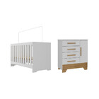 Quarto De Bebê Com Cômoda 4 Gavetas 1 Porta E Berço 3 Em 1 Ca