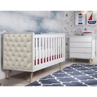 Quarto De Bebê Com Cômoda 4 Gavetas E Berço Com Capitone Lore