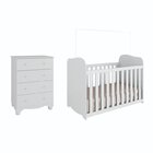 Quarto De Bebê Com Cômoda 4 Gavetas E Berço Mimo 100% Mdf Bra