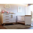 Quarto De Bebê Com Cômoda E Berço 100% Mdf Jolie Retrô  Branc