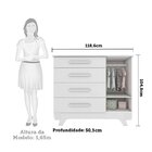 Quarto De Bebê Com Cômoda E Berço 100% Mdf Jolie Retrô  Branc