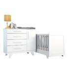 Quarto De Bebê Com Cômoda E Berço 100% Mdf Jolie Retrô  Branc