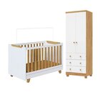 Quarto De Bebê Com Guarda-roupa 2 Portas E Berço 4 Em 1 Minic