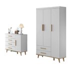 Quarto De Bebê Com Guarda-roupa 3 Portas 2 Gavetas E Comoda L