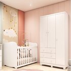 Quarto De Bebê Com Guarda Roupa 3 Portas E Berço 100% Mdf Peg