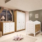 Quarto De Bebê Com Guarda-roupa Cômoda E Berço Com Capitonê 1