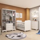 Quarto De Bebê Com Guarda Roupas 4 Portas Cômoda E Berço Com