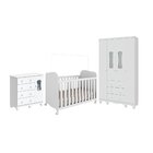 Quarto De Bebê Com Guarda-roupas 4 Portas Janeladas Cômoda E