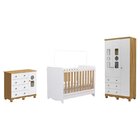 Quarto De Bebê Com Guarda-roupas Cômoda 4 Portas Janeladas E