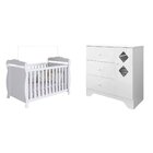 Quarto De Bebê Cômoda 1 Porta Janelada Losango E Berço Cocada