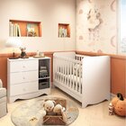 Quarto De Bebê Cômoda 3 Gavetas 1 Porta Berço Americano 3 Em
