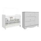Quarto De Bebê Cômoda 3 Gavetas 1 Porta Berço Americano 3 Em