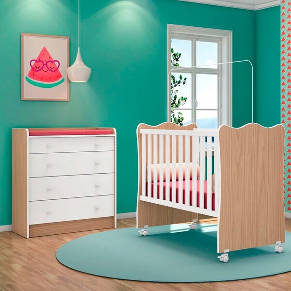 Quarto De Bebê Cômoda 4 Gavetas Certificado Pelo Inmetro Doce