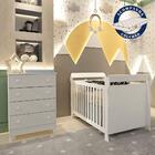 Quarto De Bebê Cômoda 4 Gavetas Mel Berço 3 Em 1 Com Colchão