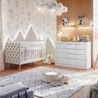 Quarto De Bebê Cômoda Cleo 5 Gavetas Com Porta Berço Mini Cam