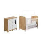 Quarto De Bebê Cômoda Com 1 Porta Janelada E Berço Com Rodízi