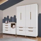 Quarto De Bebê Cômoda E Guarda Roupa Retrô 100% Mdf Zara Bran