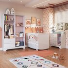 Quarto De Bebê Cômoda Guarda Roupa Janelas Retangulo E Berço