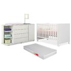 Quarto De Bebê Cômoda Lorena Com Cantoneira E Berço Doce Sonh