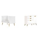 Quarto De Bebê Completo 1 Berço Com 1 Cômoda 3 Gavetas Caring