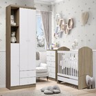 Quarto De Bebê Completo Bala De Menta 3 Portas 7 Gavetas Rúst