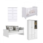 Quarto De Bebê Completo Bambino 3 Portas 6 Gavetas Branco - P