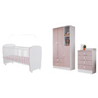 Quarto De Bebê Completo Berço Cômoda E Guarda Roupa Tedy Perc