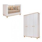 Quarto De Bebê Completo Berço E Guarda Roupa 4 Portas 100 Mdf