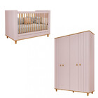 Quarto De Bebê Completo Berço E Guarda Roupa 4 Portas 100 Mdf