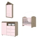 Quarto De Bebê Completo Com Berço 3 Em 1 Guarda-roupa 3 Porta