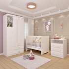Quarto De Bebê Completo Com Berço 3 Em 1 Guarda Roupa 3 Porta