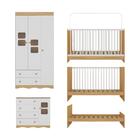 Quarto De Bebê Completo Com Berço 3 Em 1 Para Colchão 130x60c