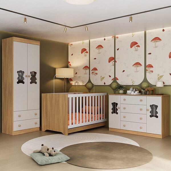 Quarto De Bebê Completo Com Berço Americano 3 Em 1 Teddy Mult