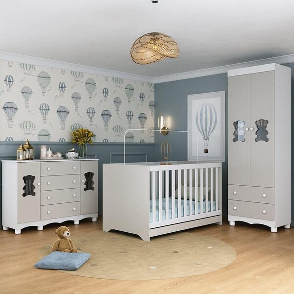 Quarto De Bebê Completo Com Berço Americano 3 Em 1 Ternura Mu
