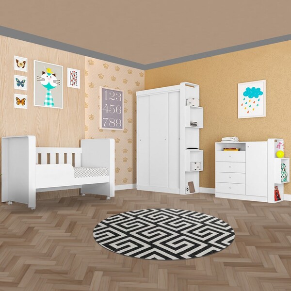 Quarto De Bebê Completo Com Berço Doce Cheiro Branco - Art In