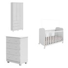 Quarto De Bebê Completo Com Berço Guarda Roupa 3 Portas E Côm