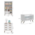 Quarto De Bebê Completo Com Berço Guarda Roupa 3 Portas E Côm