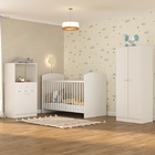 Quarto De Bebê Completo Com Berço Guarda-roupa E Cômoda Multi
