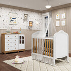 Quarto De Bebê Completo Com Berço Mini Cama  E Cômoda 100 Mdf