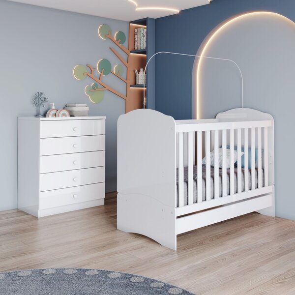 Quarto De Bebê Completo Com Berço Mini Cama E Cômoda Faz De C