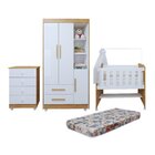 Quarto De Bebê Completo Com Cômoda, Mini Berço Com Colchão E