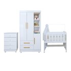 Quarto De Bebê Completo Com Cômoda, Mini Berço E Guarda Roupa