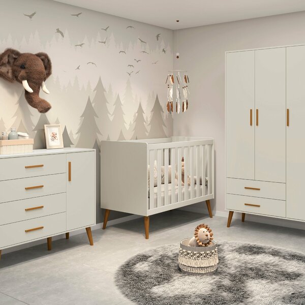 Quarto De Bebê Completo Com Guarda Roupa 3 Portas 2 Gavetas,