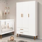 Quarto De Bebê Completo Com Guarda Roupa 3 Portas 2 Gavetas E