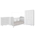 Quarto De Bebê Completo Com Guarda-roupa 4 Portas Cômoda E Be